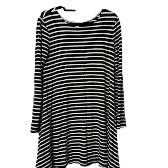 Old Navy Black Dress White Stripe Long Sleeve T Shirt Dress Size S - Picture 2 of 10